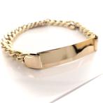 Gouden heren armband met plaatje | 20 cm, Sieraden, Tassen en Uiterlijk, Armbanden, Goud, Goud, Gebruikt, Verzenden