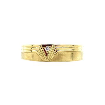 Gouden heren ring met diamant 14 karaat beschikbaar voor biedingen