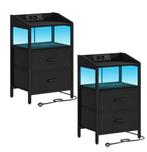 Set van 2 Nachtkastjes met LED en stekkers - Zwart of Wit, Huis en Inrichting, Tafels | Bijzettafels, Verzenden, Nieuw