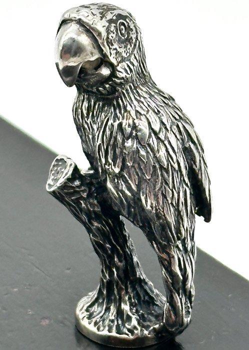 No reserve-Stevige massieve zilveren miniatuur Papegaai op, Antiek en Kunst, Antiek | Goud en Zilver