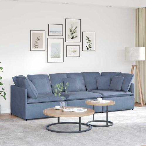 vidaXL Modulaire bank met kussens corduroy stof blauw, Huis en Inrichting, Banken | Bankstellen, Nieuw, Stof, Verzenden