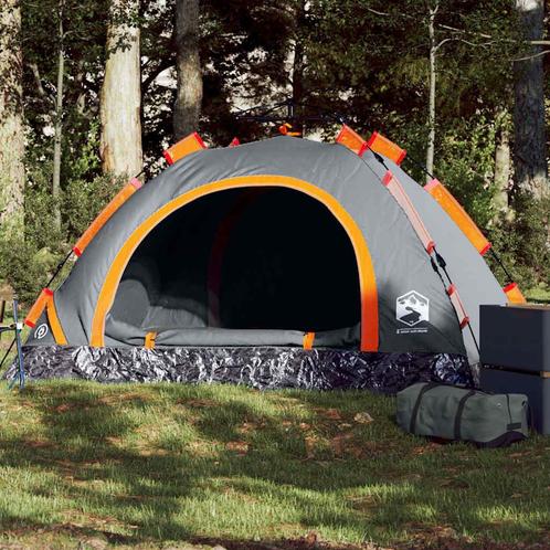 vidaXL Tent 2-persoons snelontgrendeling grijs en oranje, Caravans en Kamperen, Tenten, Nieuw, tot en met 2, Verzenden