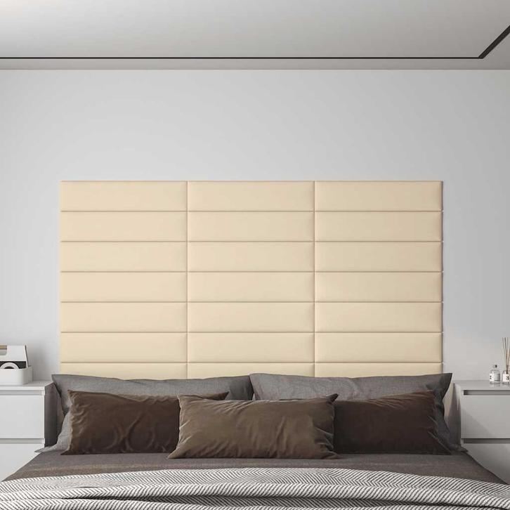vidaXL Wandpanelen 12 st 1,08 m² 60x15 cm stof crèmekleurig, Doe-het-zelf en Verbouw, Platen en Panelen, Nieuw, Verzenden