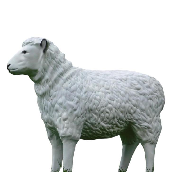 Schaap - polystone beeld - 80 cm - witte kleur - met details, Tuin en Terras, Tuinbeelden, Ophalen of Verzenden