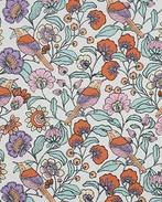 Gecoate Katoen Bloemen & Vogels Wit, Hobby en Vrije tijd, Stoffen en Lappen, Nieuw, Wit