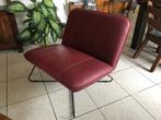 Leren fauteuil zonder armleuning met kruisframe - rood leer, Nieuw, Ophalen of Verzenden, 75 tot 100 cm, Industrieel