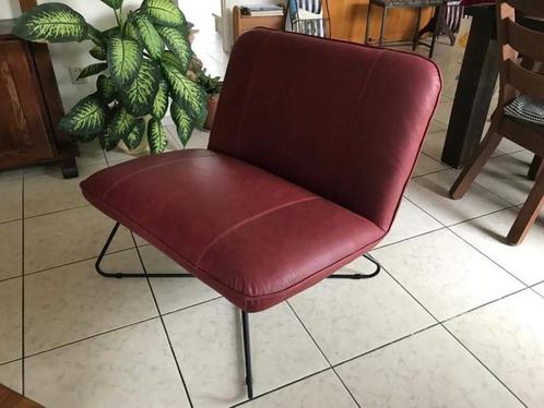 Leren fauteuil zonder armleuning met kruisframe - rood leer, Huis en Inrichting, Fauteuils, 75 tot 100 cm, 75 tot 100 cm, Nieuw