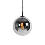 Art Deco hanglamp zwart met smoke glas 30 cm - Pallon, Huis en Inrichting, Lampen | Hanglampen, Nieuw, Glas, Art Deco, 75 cm of meer