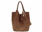 Lederen Suede dames schouder tas - extra binnen tasje -, Nieuw