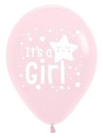Ballonnen Its a Girl Star Pastel Matte Pink 30cm 25st, Nieuw, Verzenden