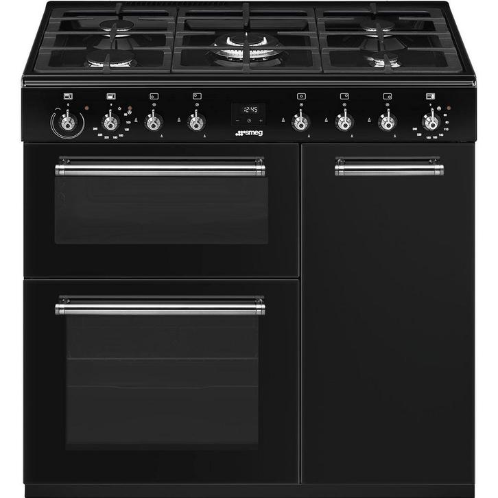 SMEG CX93GMBL Fornuis  - 90×60 cm Dual-Fuel  - Zwart, Witgoed en Apparatuur, Fornuizen, Ophalen of Verzenden