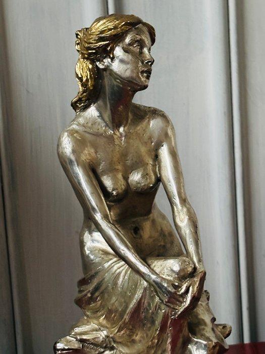 Buste, Statua Donna Erotica - 34 cm - Verzilverd, Antiek en Kunst, Curiosa en Brocante