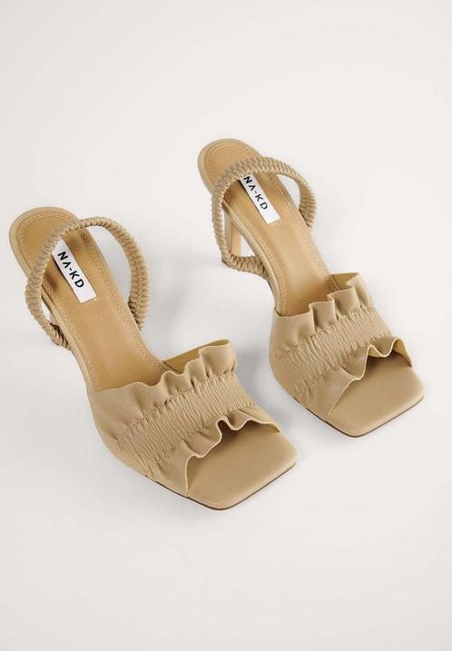 NA-KD Ruffled Vrouwen Sandalen - 36 - Beige, Kleding | Dames, Schoenen, Verzenden