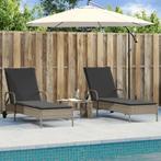 vidaXL Ligstoelen 2 st met kussen poly rattan lichtgrijs, Tuin en Terras, Ligbedden, Verzenden, Nieuw