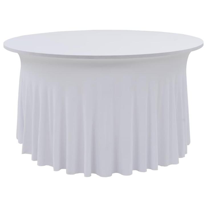 vidaXL 2 st Tafelhoezen stretch met rok 150x74 cm wit, Tuin en Terras, Tuinmeubel-accessoires, Nieuw, Verzenden