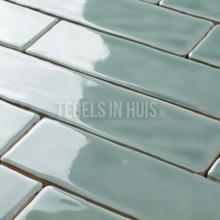 Wandtegel handvorm turquesa groen 5x25 wandtegel, Doe-het-zelf en Verbouw, Tegels, Wandtegels, Nieuw, 10 m² of meer, Keramiek