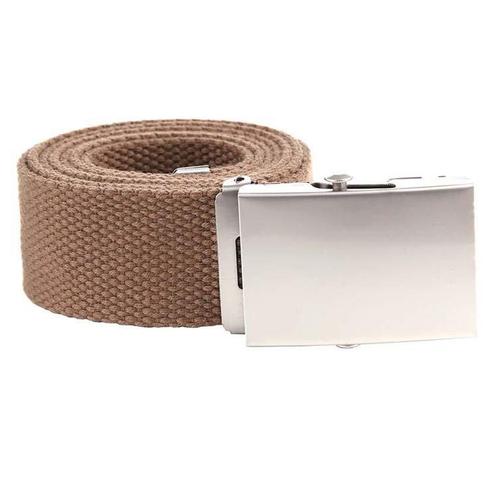 Koppelriem/Tropenkoppel canvas met schuifgesp - Khaki/Beige, Kleding | Heren, Riemen en Ceinturen, Wit, Nieuw, Ophalen of Verzenden