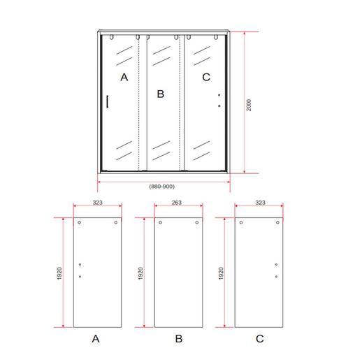Aanbieding: Nisdeur 3-Delig Schuifdeur BWS Aloni 90x200 cm 8, Doe-het-zelf en Verbouw, Sanitair, Ophalen of Verzenden