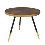 *WOONWINKEL* Ronde Salontafel Walnoot En Goud, Huis en Inrichting, Tafels | Salontafels, Verzenden, Nieuw