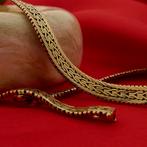 Gouden visgraat schakel collier | 44 cm (visgraat ketting), Sieraden, Tassen en Uiterlijk, Kettingen, Ophalen of Verzenden, Gebruikt