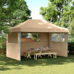 vidaXL Partytent inklapbaar pop-up met 3 zijwanden beige, Verzenden, Nieuw, Partytent