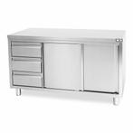 HCB Werkkast - schuifdeuren - 3 lades - 140 cm - RVS, Verzenden, Nieuw in verpakking, RVS Meubilair