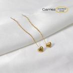 Gouden doorhaal oorbellen met hartje stainless steel, Sieraden, Tassen en Uiterlijk, Oorbellen, Verzenden, Nieuw, Zilver