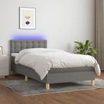 vidaXL Boxspring met matras en LED stof donkergrijs 90x200, Huis en Inrichting, 90 cm, Eenpersoons, Verzenden, Nieuw