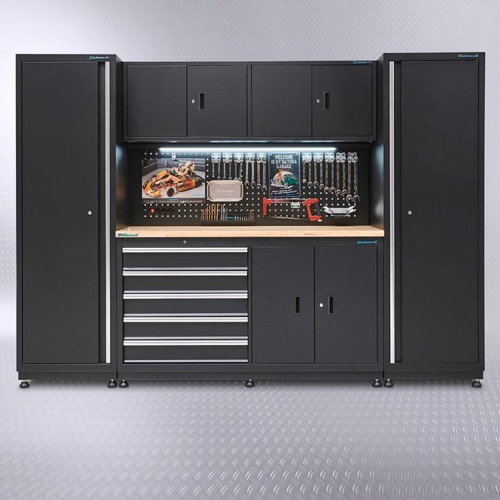Datona Werkbank 160 cm met bovenkast en twee zijkasten -, Doe-het-zelf en Verbouw, Werkbanken, Nieuw, Ophalen of Verzenden