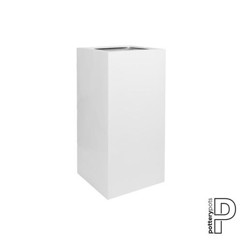 Plantenbak Bouvy - Glanzend wit (L)40 x (B)40 x (H)80 cm - (, Tuin en Terras, Planten | Tuinplanten, Ophalen of Verzenden