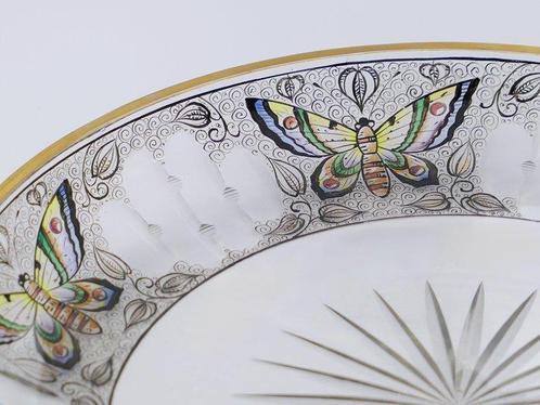 Schotel - Mod.Butterfly Con Decorazioni Smaltate Fatte a, Antiek en Kunst, Antiek | Glas en Kristal
