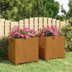 vidaXL Plantenbakken met poten 2 st roestig 42x40x43 cm, Verzenden, Minder dan 60 cm, Nieuw, Metaal