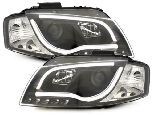 Koplampen Audi A3 8P 03-08 Tube Light LED Zwart, Auto-onderdelen, Overige Auto-onderdelen, Ophalen of Verzenden