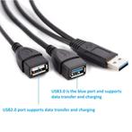 USB kabel - Splitter - Van 1 naar 2 - Zwart, Telecommunicatie, Verzenden, Nieuw