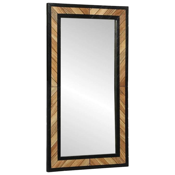 vidaXL Spiegel Zwart en Bruin 90 x 2 x 50 cm Massief Hout, Huis en Inrichting, Woonaccessoires | Spiegels, Nieuw, Verzenden