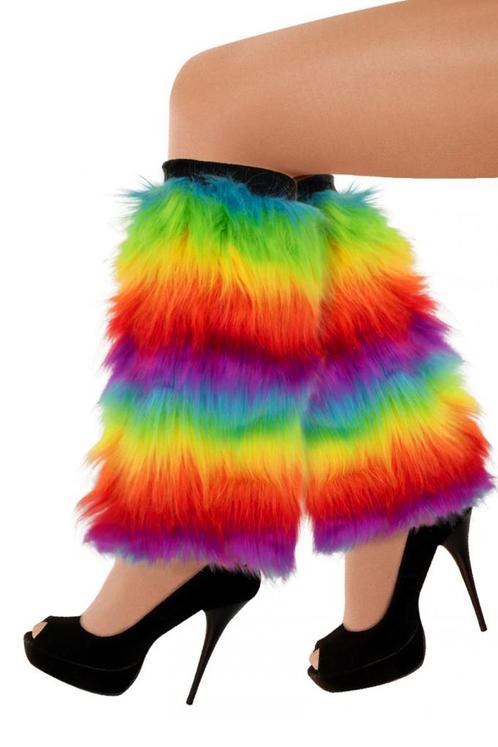 Regenboog Beenwarmers Bont Felle Kleuren Pride Nepbont Faux, Kleding | Dames, Carnavalskleding en Feestkleding, Nieuw, Carnaval