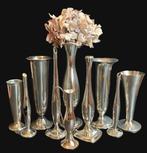 Vaas - Verzilverd metaal - Tien (solifleur-)vaasjes