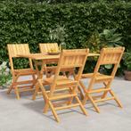 vidaXL 5-delige Tuinset massief teakhout, 4 zitplaatsen, Verzenden, Nieuw, Tuinset