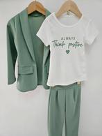 Blazer- en broekset voor meisjes met T-shirt 3-delig Groen, Ophalen of Verzenden, Nieuw, Meisje