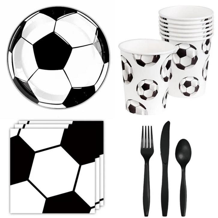 33-delige voetbal set met tafelkleed, bordjes en servetten, Hobby en Vrije tijd, Feestartikelen, Verjaardag, Nieuw, Versiering