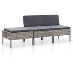 vidaXL 3-delige Loungeset met kussens poly rattan grijs, Tuin en Terras, Verzenden, Nieuw, Rotan, Loungeset