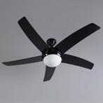 Plafondventilator zwart met hout print 132cm met, Verzenden, Nieuw, Modern