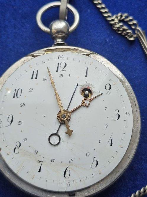 Silver Spindelgang date - Spindelgang - 1850-1900, Sieraden, Tassen en Uiterlijk, Horloges | Heren