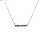 Zilveren regenboog staaf ketting, Verzenden, Nieuw, Zilver