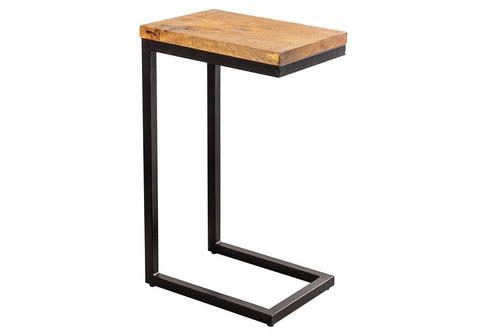 Side table GASTON 65cm mango hout zwart metaal - 44740, Huis en Inrichting, Tafels | Sidetables, Ophalen of Verzenden