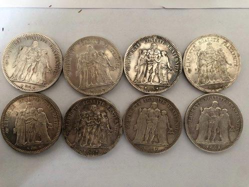 Frankrijk. 5 Francs 1873/1877 (lot de 8 monnaies en argent), Postzegels en Munten, Munten | Europa | Euromunten