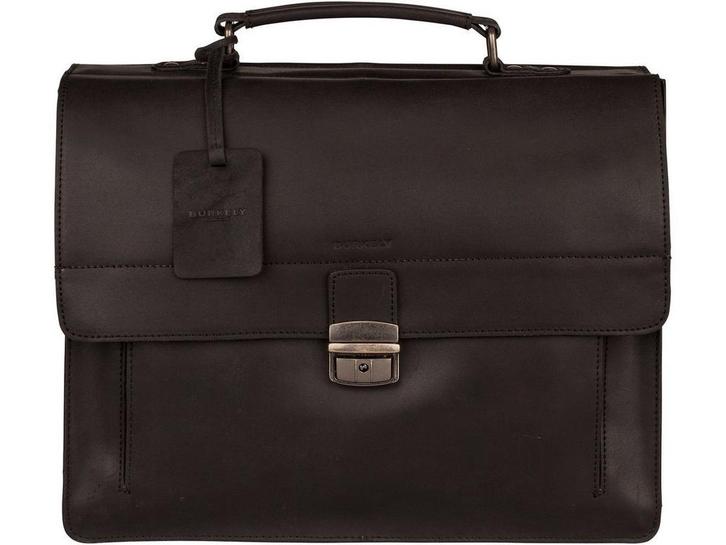 BURKELY Vintage Scott - Aktetas - 2 Documentvakken - Zwart, Kleding | Heren, Overige Herenkleding, Zo goed als nieuw, Verzenden