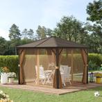 TRUUSK Tuinpaviljoen Met Metalen Dak 3 X 3 X 2,6 M 4 Gordijn, Tuin en Terras, Verzenden, Nieuw