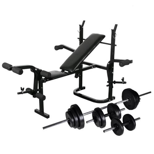 vidaXL Gewichtenbank met gewichtenrek en halterset 30,5 kg, Sport en Fitness, Fitnessmaterialen, Nieuw, Verzenden