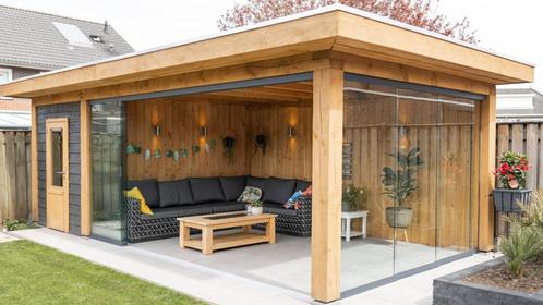 ACTIE! Plat dak met glazen schuifwanden 6x3m, Tuin en Terras, Overkappingen, Veranda, Nieuw, Ophalen of Verzenden